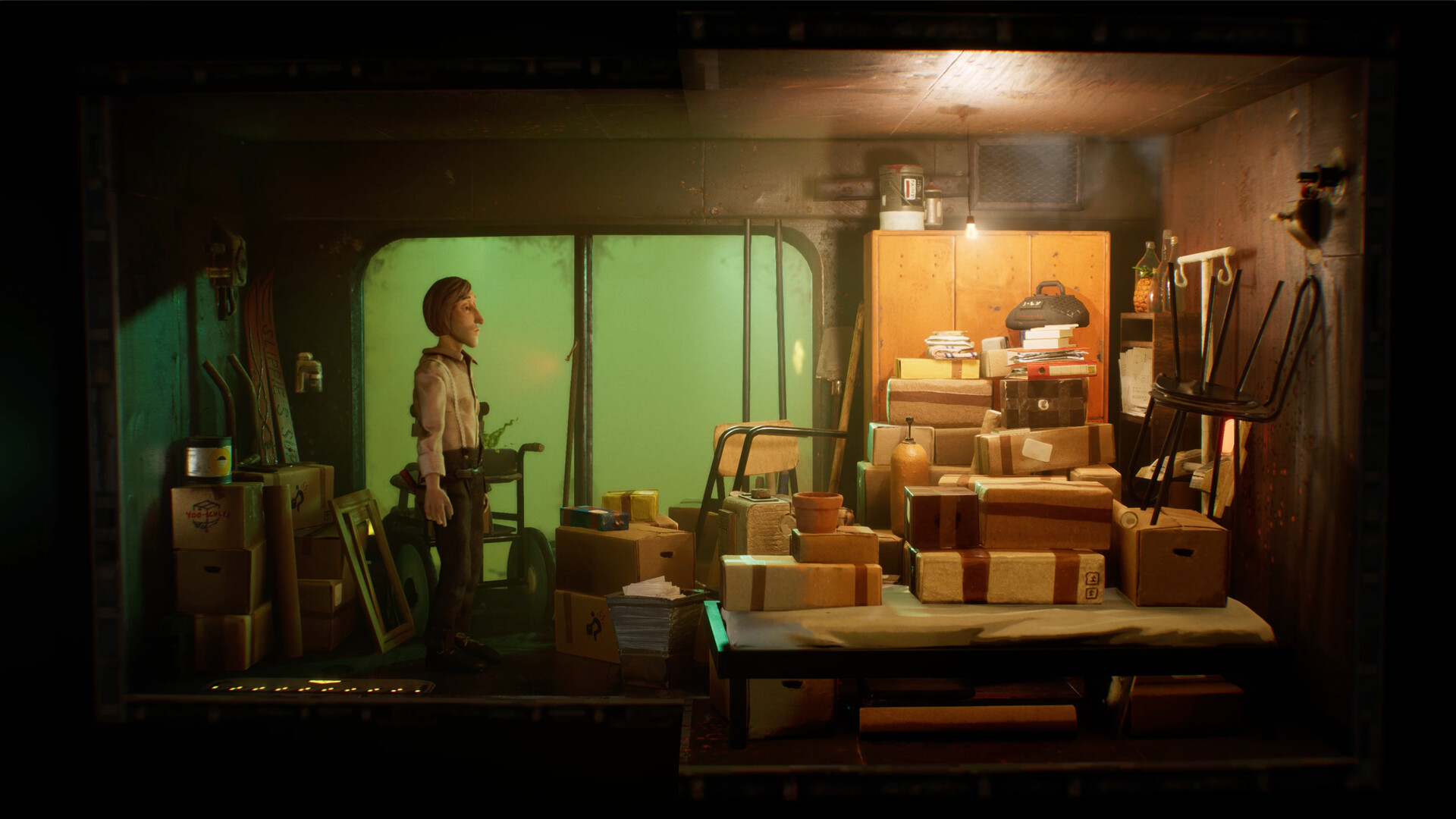 Official Harold Halibut screenshot showing a handmade interior and characters