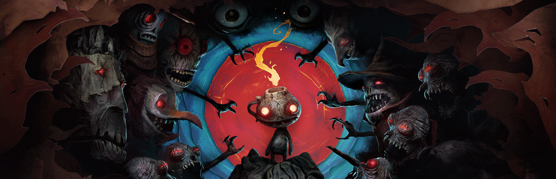 Official The Midnight Walk artwork showing Potboy surrounded by clay-built creatures