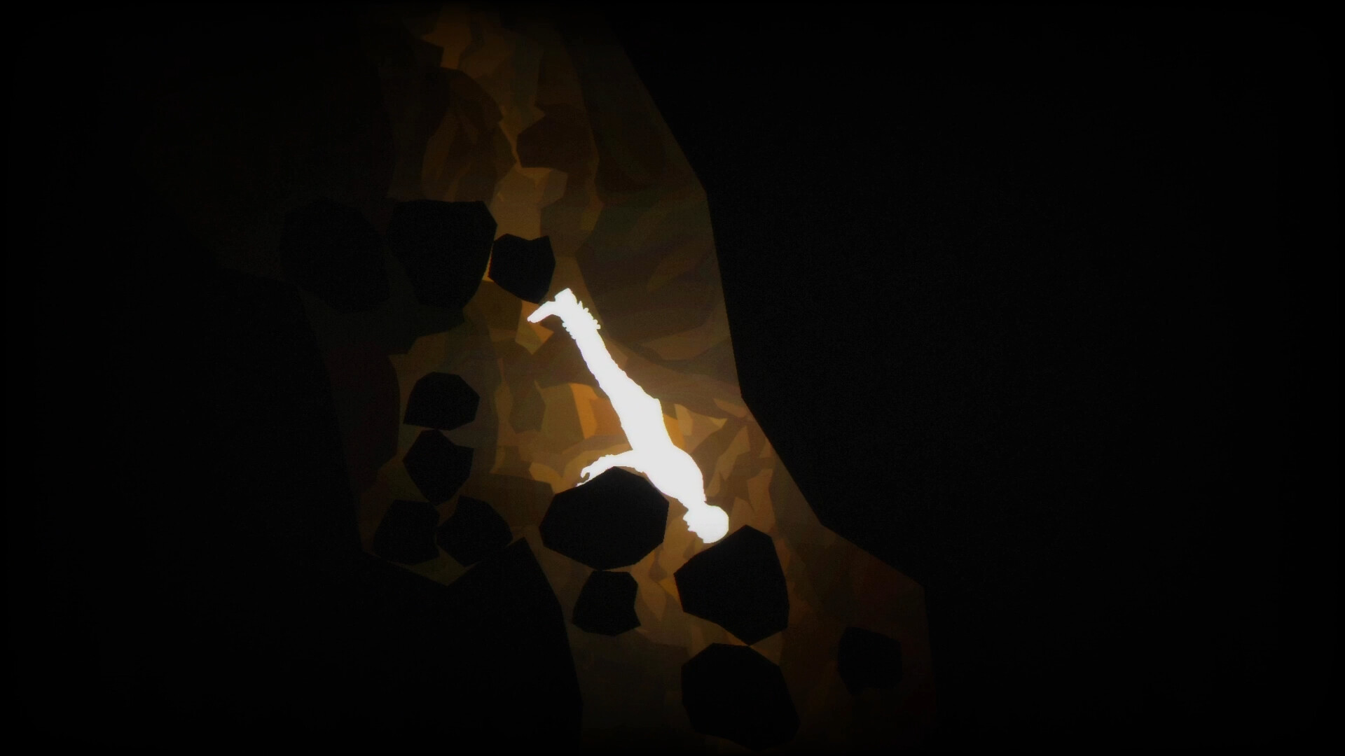 Official The Cave Diver gameplay screenshot showing the diver wedged sideways in a narrow rocky passage