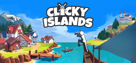 Official Clicky Islands store artwork showing a growing coastal settlement across several islands