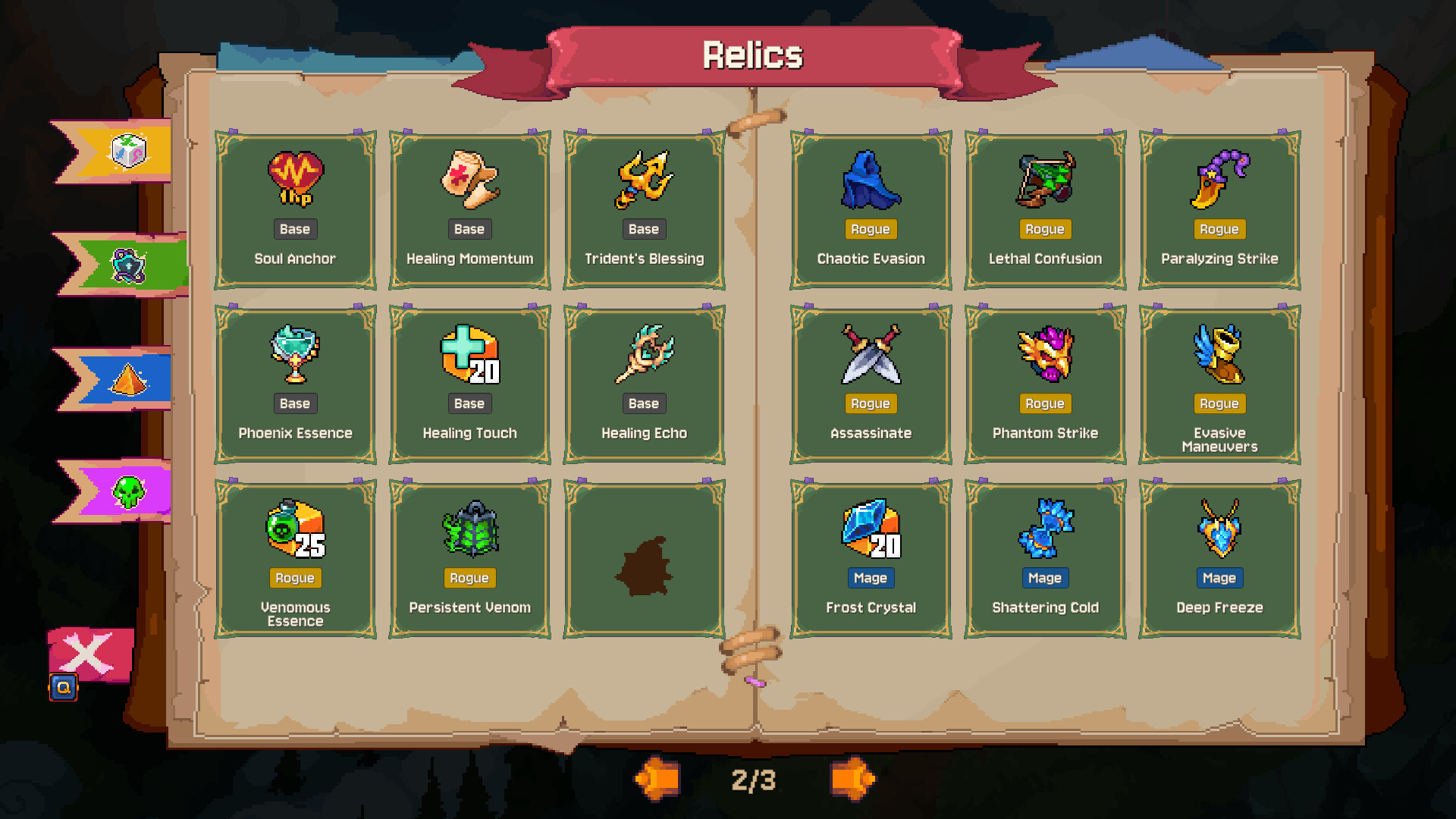 Rune Dice relic selection screen with multiple support choices