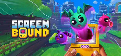 Official Screenbound store artwork showing creatures crossing between a handheld screen and a 3D world