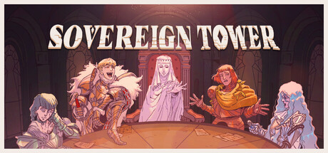 Official Sovereign Tower store artwork showing five members of a royal court around a table