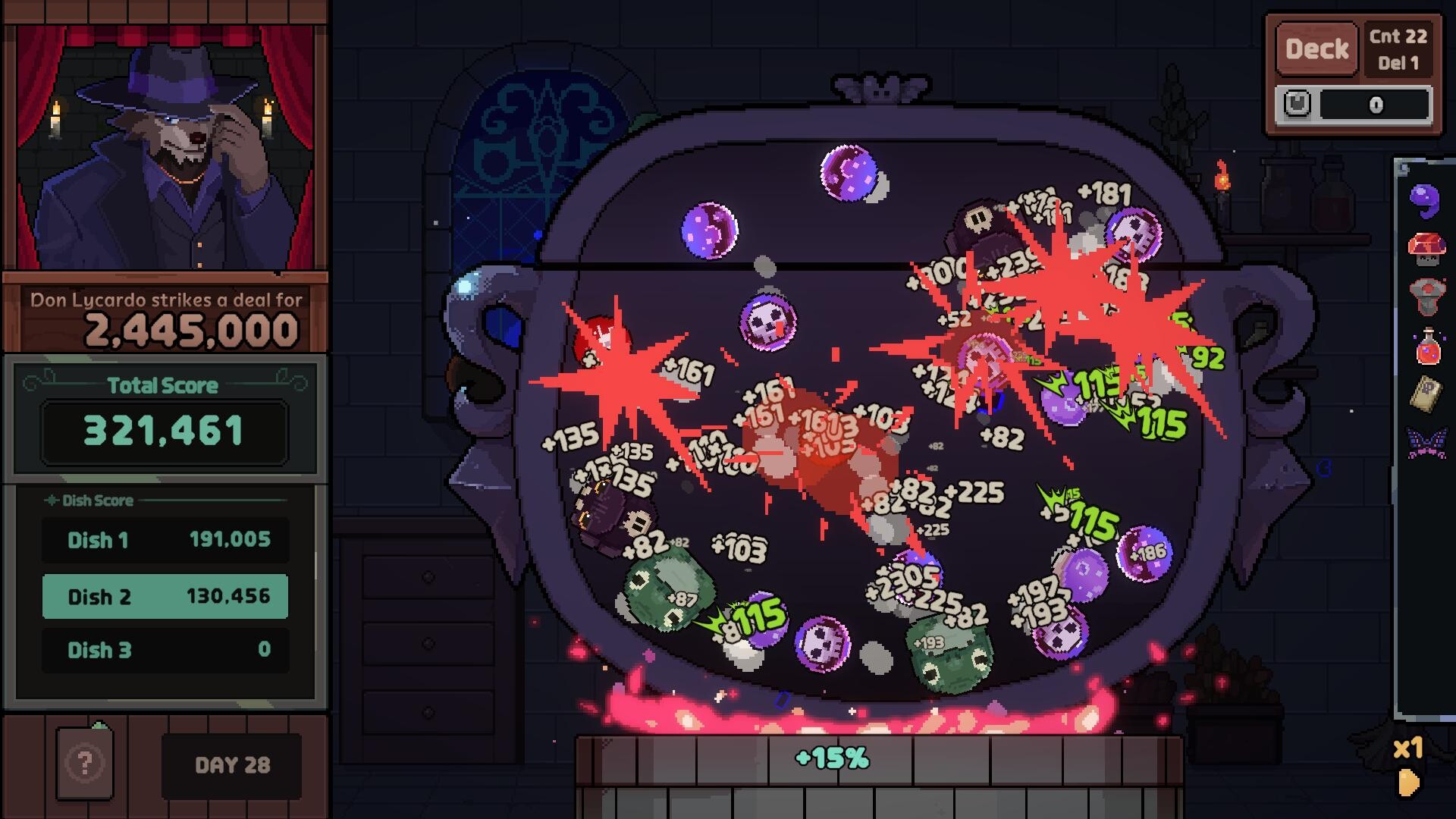 A later Kinny cauldron combination with a different score state.
