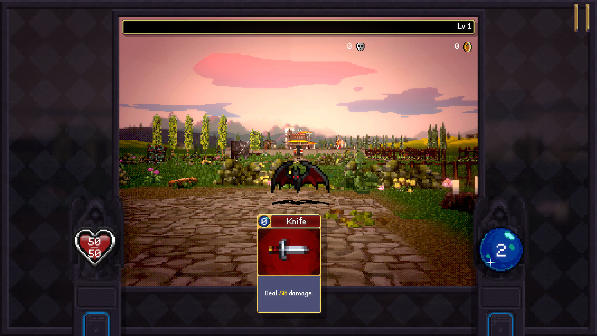 First-person card combat in Vampire Crawlers.