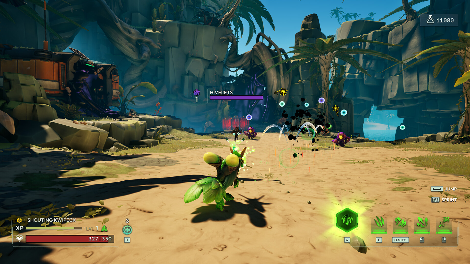 A tropical Voidling Bound encounter with the creature roster and combat interface visible.
