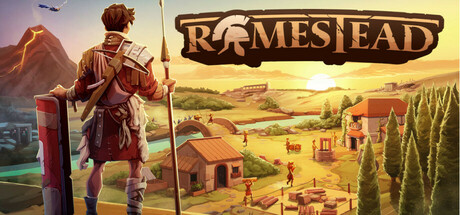 Official Romestead artwork showing a growing settlement and its workers