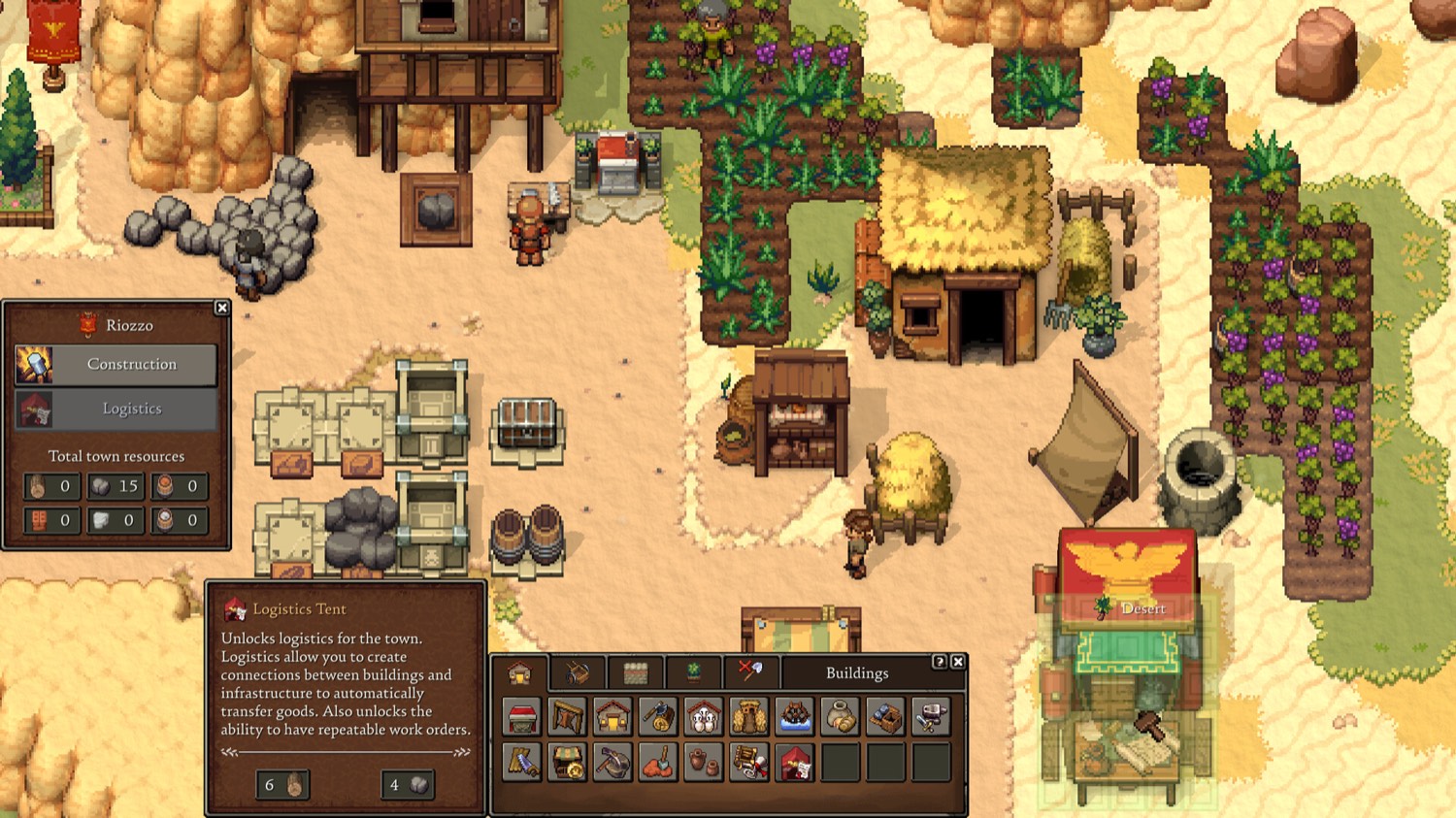 Official Romestead screenshot showing a crafting station and its material inputs